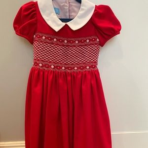 Anavini red hand smocked dress